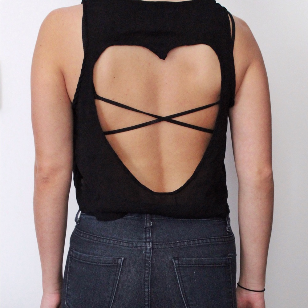 Brandy Melville Heart Cut Out Backless Top